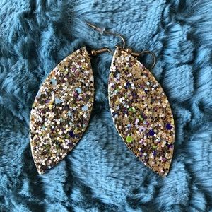 Gold/Multi-Color Dangle Earrings